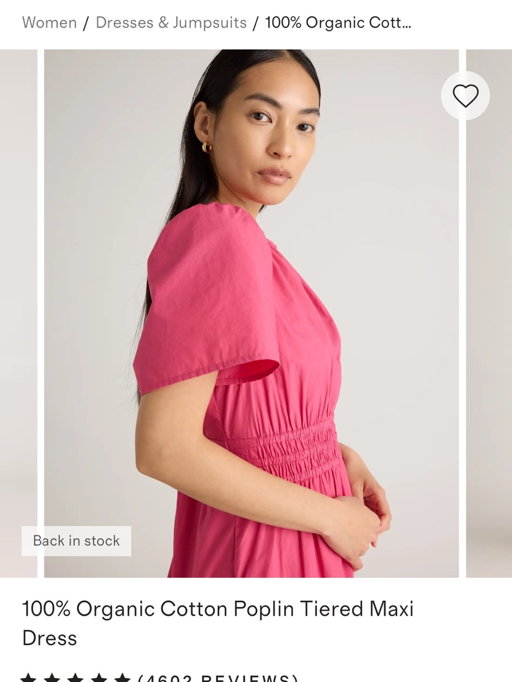 Quince 100% Organic Cotton Poplin Tiered Maxi Dress - Pink - Picture 3 of 11